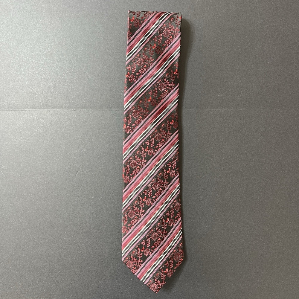 Vintage Pierre Pacha Men's Necktie Floral Print Burgundy NWT Preppy Formal - Picture 2 of 4